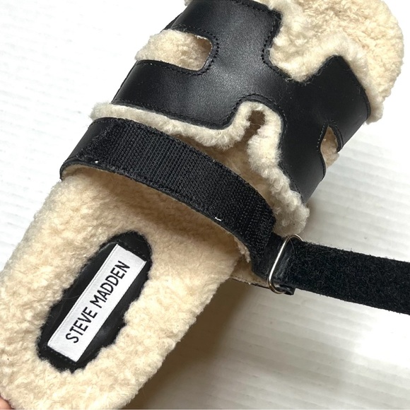 NEW Steve Madden Faux Fur Leather Slides - Picture 12 of 14